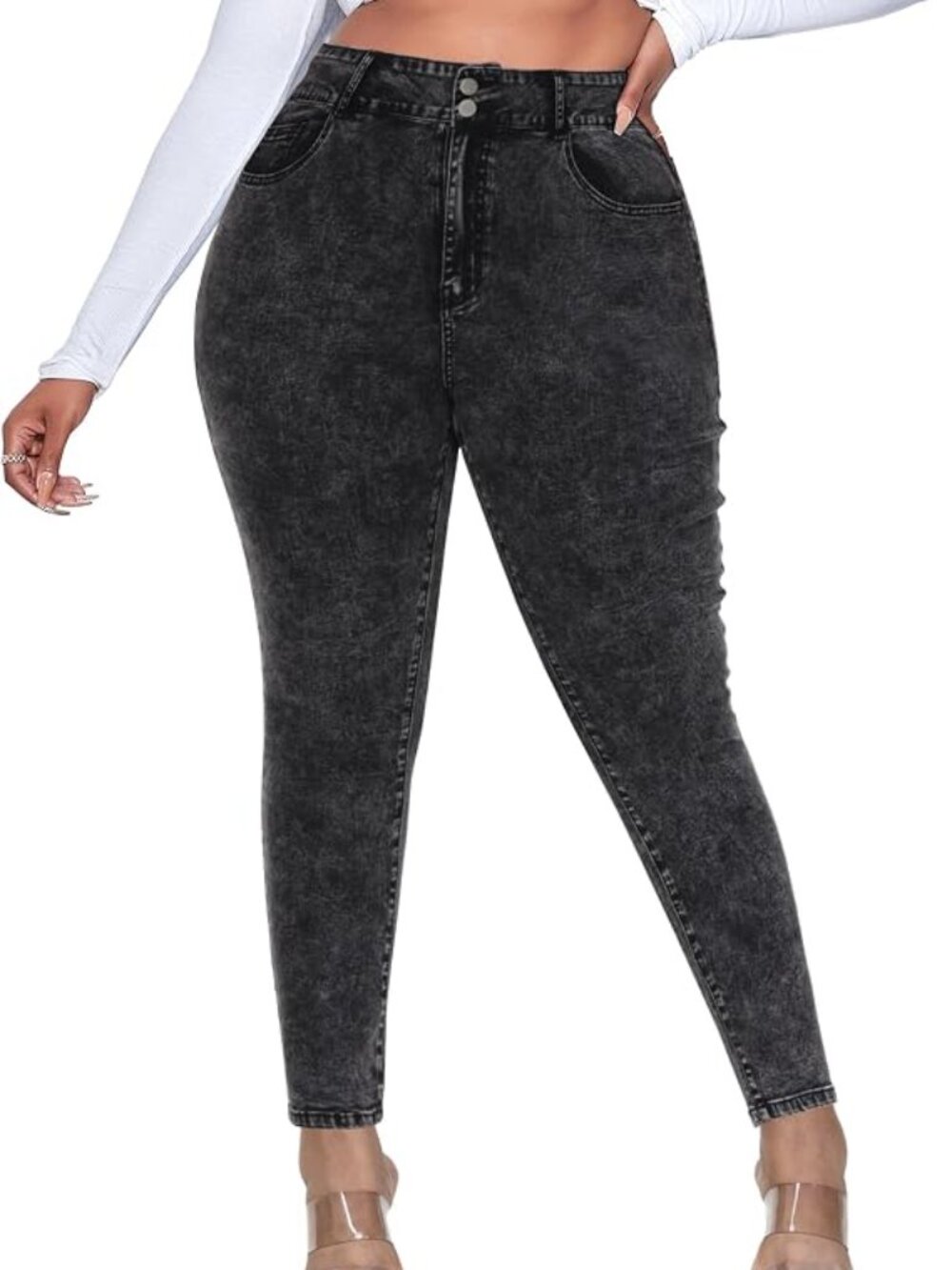 *Women's Plus Size Skinny Jeans Stretch High Waisted Black Gray 20W*